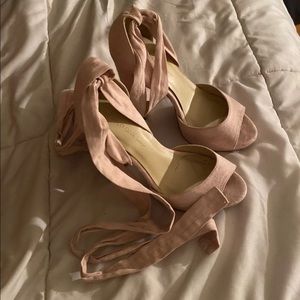 lace up pink heels